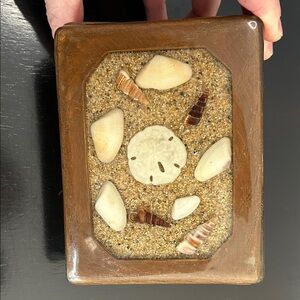 Vintage handmade 1970 Wooden Seashell Shadow Box jewelry/trinket box
